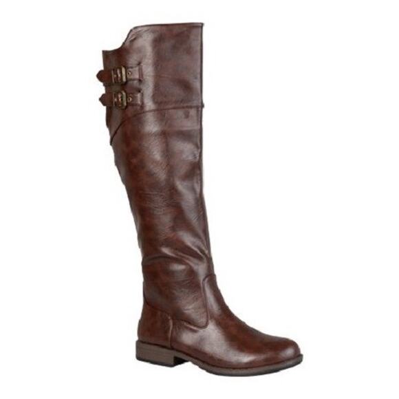 Journee Collection Women's Tori Wide Calf Stacked Riding Boots, Brown Size 9M - Picture 1 of 4